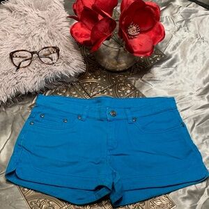 🌹VINTAGE MAX rave jeans • Y2k Blue Low Rise Short Shorts